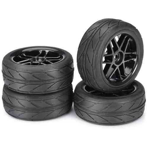 Absima Donut Tires Räderset Onroad ''6-Speichen / Profil'' schwarz 1:10